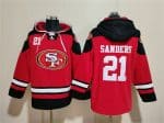 San Francisco 49ers #21 Deion Sanders Red Black Ageless Must-Have Lace-Up Pullover Hoodie
