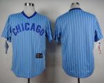 Cubs Blank Blue(White Strip) Cooperstown Throwback Stitched Jersey