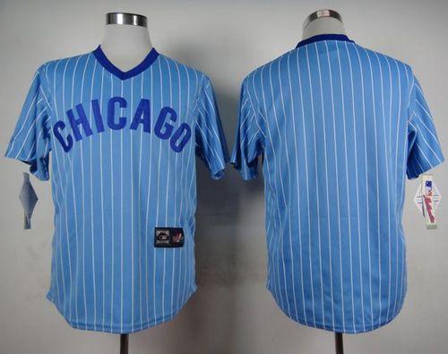 Cubs Blank Blue(White Strip) Cooperstown Throwback Stitched Jersey