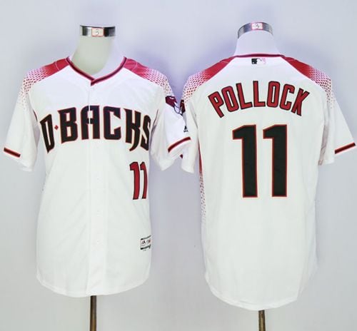 Diamondbacks #11 A. J. Pollock White Brick New Cool Base Stitched Jersey