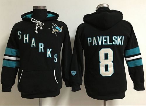 San Jose Sharks #8 Joe Pavelski Black Old Time Heidi Hoodie NHL Hoodie