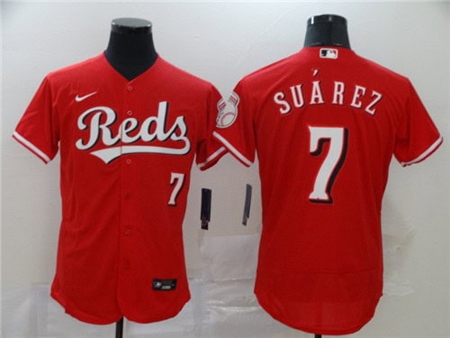 Cincinnati Reds #7 Eugenio Su¨¢rez Reds Flex Base Stitched Jersey
