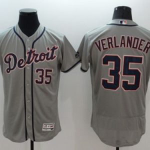 Tigers #35 Justin Verlander Grey Flexbase Authentic Collection Stitched Jersey