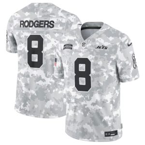 New York Jets #8 Aaron Rodgers Arctic Camo 2024 F.U.S.E. Salute To Service Limited Stitched Jersey