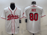 San Francisco 49ers #80 Jerry Rice New White With Patch Cool Base Stitched Baseball Jersey