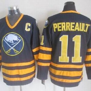 Sabres #11 Gilbert Perreault Navy Blue CCM Throwback Stitched Jersey