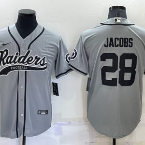 Las Vegas Raiders #28 Josh Jacobs Gray Cool Base Stitched Baseball Jersey