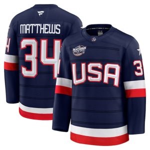 USA #34 Auston Matthews Navy 2025 4 Nations Stitched Jersey