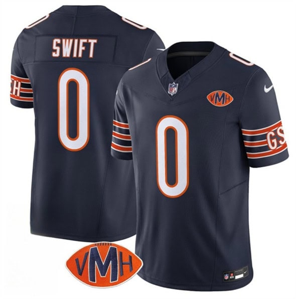 Chicago Bears #0 D'Andre Swift Navy 2025 F.U.S.E. With VMH Patch Vapor Untouchable Limited Football Stitched Jersey