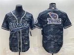 Tennessee Titans Gray Camo Team Big Logo With Patch Cool Base Stitched Baseball Jersey