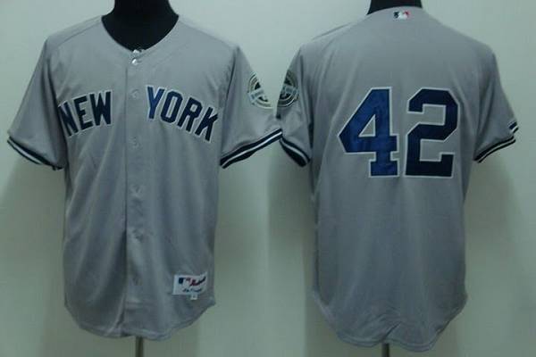 Yankees #42 Mariano Rivera Stitched Grey Jersey