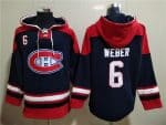 Montreal Canadiens #6 Shea Weber Navy Red Lace-Up Pullover Hoodie