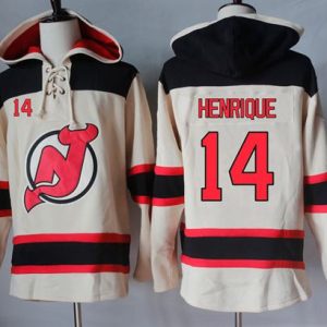 Devils #14 Adam Henrique Cream Sawyer Hooded Sweatshirt Stitched Jersey