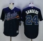 Braves #24 Deion Sanders Navy Blue New Cool Base Stitched Jersey