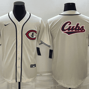 Chicago Cubs Cream Team Big Logo Cool Base Stitched Jersey