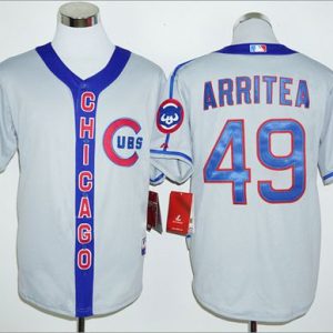 Cubs #49 Jake Arrieta Grey Cooperstown Stitched Jersey