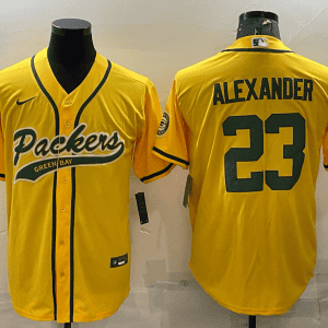 Green Bay Packers #23 Jaire Alexander Gold With Patch Cool Base Stitched Baseball Jersey