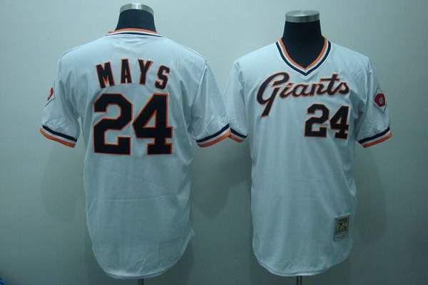 Mitchell And Ness Giants #24 Willie Mays Stitched White Throwback Jersey
