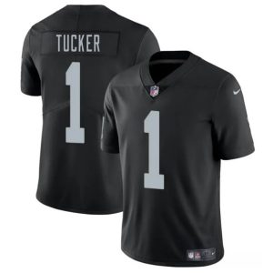 Las Vegas Raiders #1 Tre Tucker Black 2025 Vapor Stitched Jersey