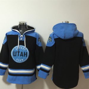 Utah Club Blank Black Blue Ageless Must-Have Lace-Up Pullover Hoodie