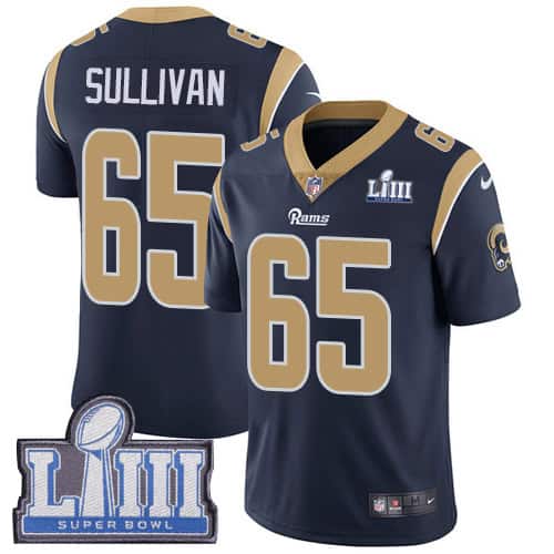 Los Angeles Rams #65 John Sullivan Navy Blue Super Bowl LIII Vapor Untouchable Limited Stitched Jersey