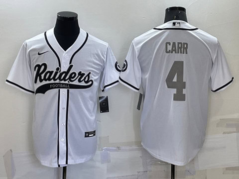 Las Vegas Raiders #4 Derek Carr White Gray Cool Base Stitched Baseball Jersey
