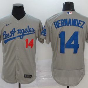 Los Angeles Dodgers #14 Kik¨¦ Hern¨¢ndez Grey Flex Base Stitched Jersey