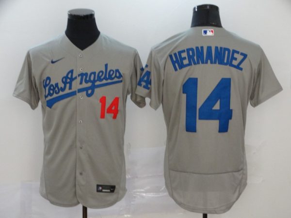 Los Angeles Dodgers #14 Kik¨¦ Hern¨¢ndez Grey Flex Base Stitched Jersey