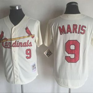 Mitchell And Ness 1967 Cardinals #9 Roger Maris Cream Throwback Stitched Jersey