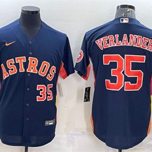 Houston Astros #35 Justin Verlander Navy With Patch Cool Base Stitched Jersey