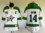 Stars #14 Jamie Benn White Sawyer Hooded Sweatshirt Stitched Jersey