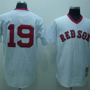 Mitchell And Ness Red Sox #19 Fred Lynn Stitched White Throwback Jersey