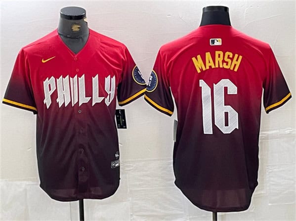 Philadelphia Phillies #16 Brandon Marsh Red 2024 City Connect Limited Stitched Jersey