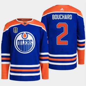 Edmonton Oilers #2 Evan Bouchard Royal 2024 Stanley Cup Final Patch Stitched Jersey