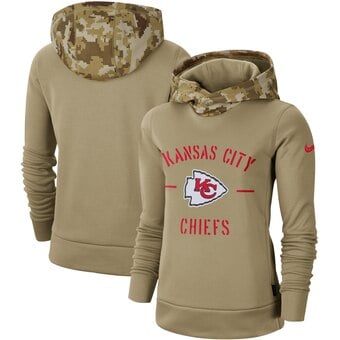 Kansas City Chiefs Khaki 2019 Salute To Service Therma Pullover Hoodie(Run Small)