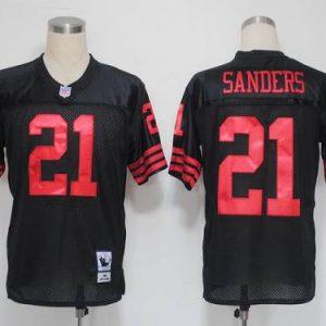 Mitchell And Ness 49ers #21 Deion Sanders Black Stitched Jersey
