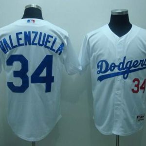 Dodgers #34 Fernando Valenzuela Stitched White Jersey