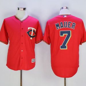 Twins #7 Joe Mauer Red New Cool Base Stitched Jersey