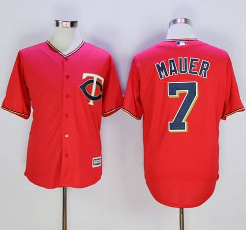 Twins #7 Joe Mauer Red New Cool Base Stitched Jersey