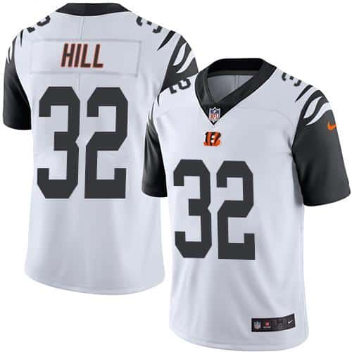Bengals #32 Jeremy Hill White Stitched Limited Rush Nike Jersey