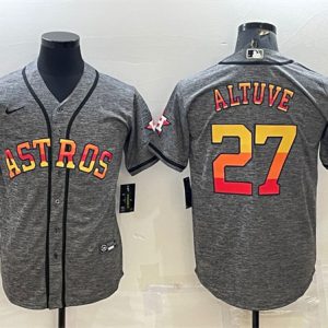 Houston Astros #27 Jose Altuve Grey Cool Base Stitched Baseball Jersey