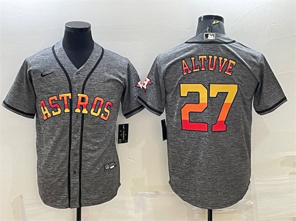 Houston Astros #27 Jose Altuve Grey Cool Base Stitched Baseball Jersey