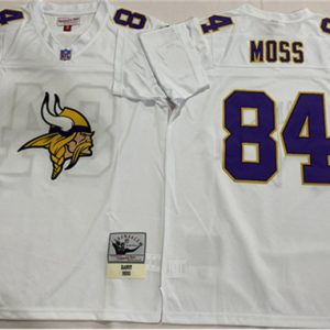 Minnesota Vikings #84 Randy Moss White Throwback Football Stitched Jersey