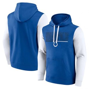 Indianapolis Colts Blue White Outline Pullover Hoodie