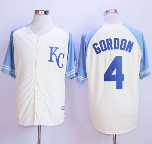 Royals #4 Alex Gordon Cream Exclusive Vintage Stitched Jersey