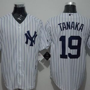 Yankees #19 Masahiro Tanaka White Strip New Cool Base Stitched Jersey
