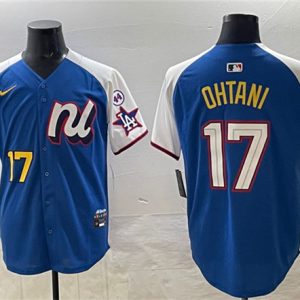 National League #17 Shohei Ohtani Blue Alternate 2025 All-Star With Patch Edition Limited Stitched Jersey