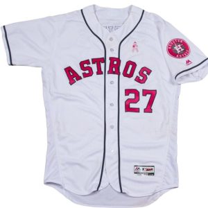 Houston Astros #27 Jose Altuve White Pink Flex Base Stitched Jersey