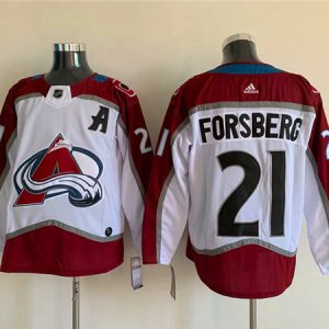 Colorado Avalanche #21 Peter Forsberg White Stitched Jersey