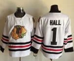 Blackhawks #1 Glenn Hall White CCM Throwback Stitched Jersey